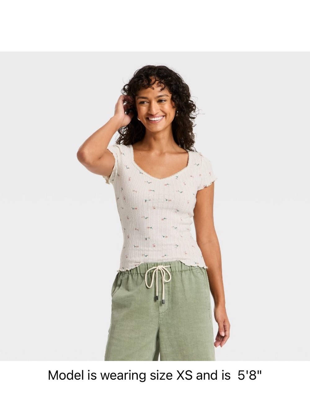 Universal Thread NWT Floral Pointelle Tee Small